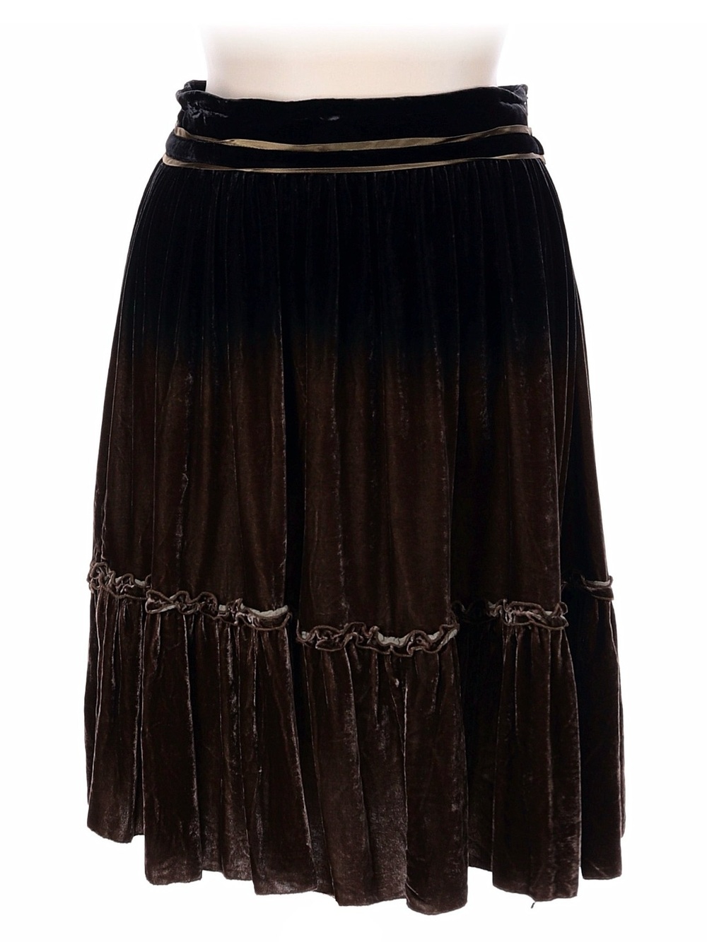 Vintage Roberto Cavalli Class Silk Blend Velvet Tiered Midi Skirt Brown Y2K 14